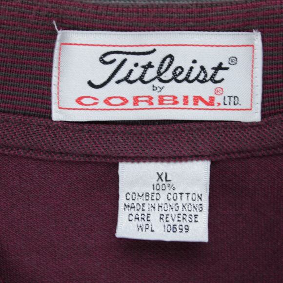 Titleist by Corbin Polo Shirt Mens XL Maroon Pine Isle CC Vintage 80s Golf - Picture 3 of 6